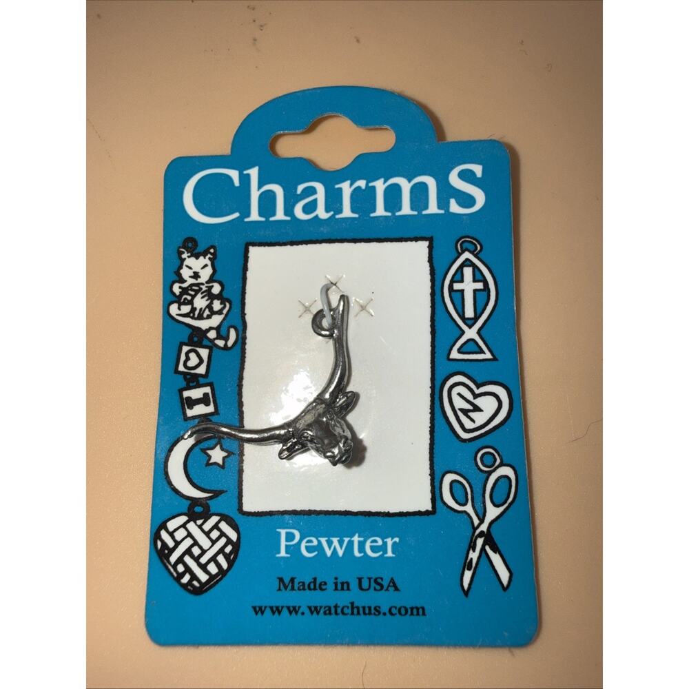 New Watch Us Charms Pewter Charm Pendant Jewelry Realistic 3D Longhorn